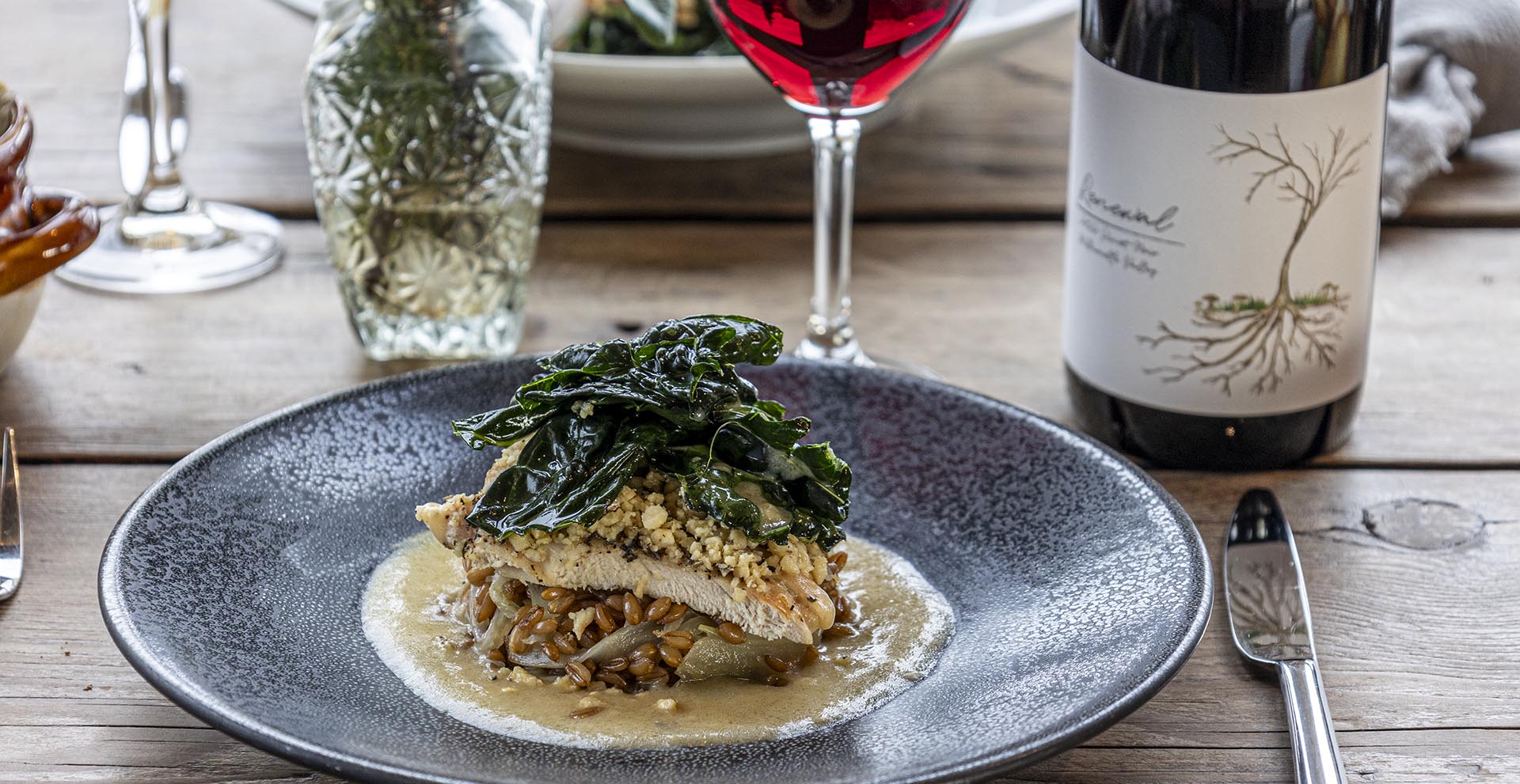 Hazelnut-Crusted Chicken with Warm Farro-Fennel Salad